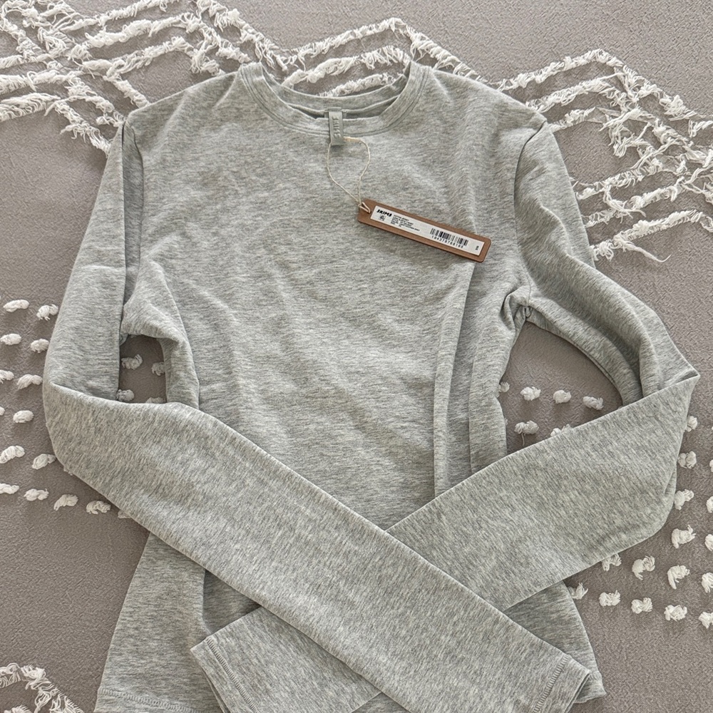 SKIMS Heather Gray Cotton Jersey Top